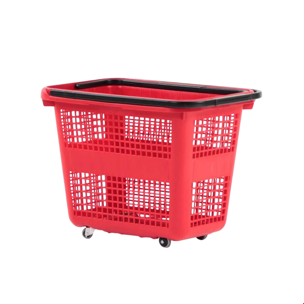 Barcelona Plastik Tekerlekli El Sepeti - 54 Litre - Kırmızı