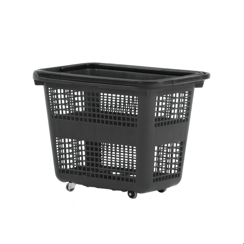 Barcelona Plastik Tekerlekli El Sepeti - 54 Litre - Siyah