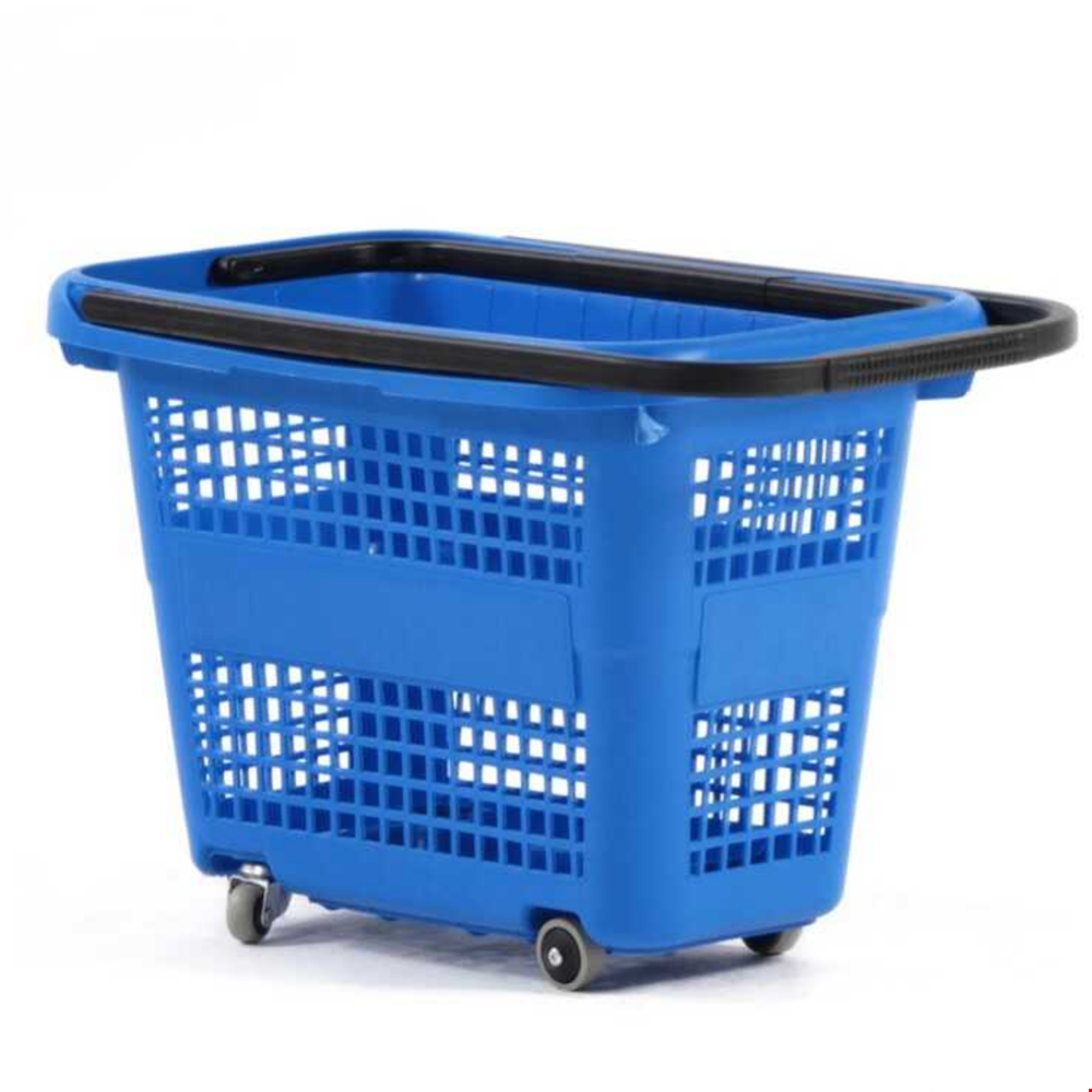XXL Plastik Tekerlekli El Sepeti - 80 Litre - Mavi
