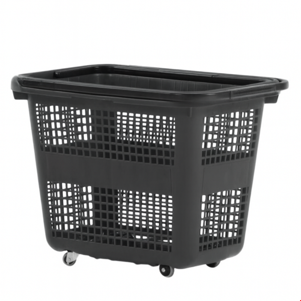 XXL Plastik Tekerlekli El Sepeti - 80 Litre - Siyah